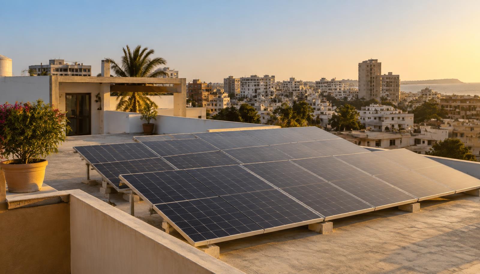 Installation photovoltaïque sur une toiture à Dakar, illustration